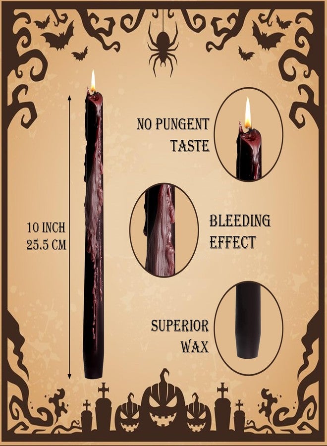 VESFASOV 6 Pack Halloween Bleeding Taper Candles, 10 Inch Vampire Tears Tapered Candles, Spooky Tall Black Taper Candles Dark Red Candle for Gothic Decor Vampire Decor Halloween Home Decorations - Image 5